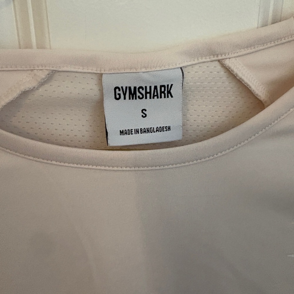 Gymshark Cropped Athletic Longsleeve Workout Pilates Pale Pink Top Women’s Small - Picture 2 of 4